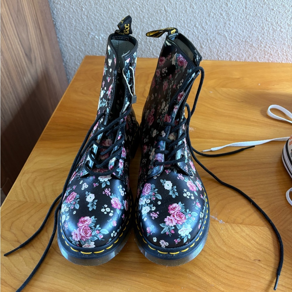 Dr. Martens 1460 Pascal Floral Mash Up Leather Lace Up Boots